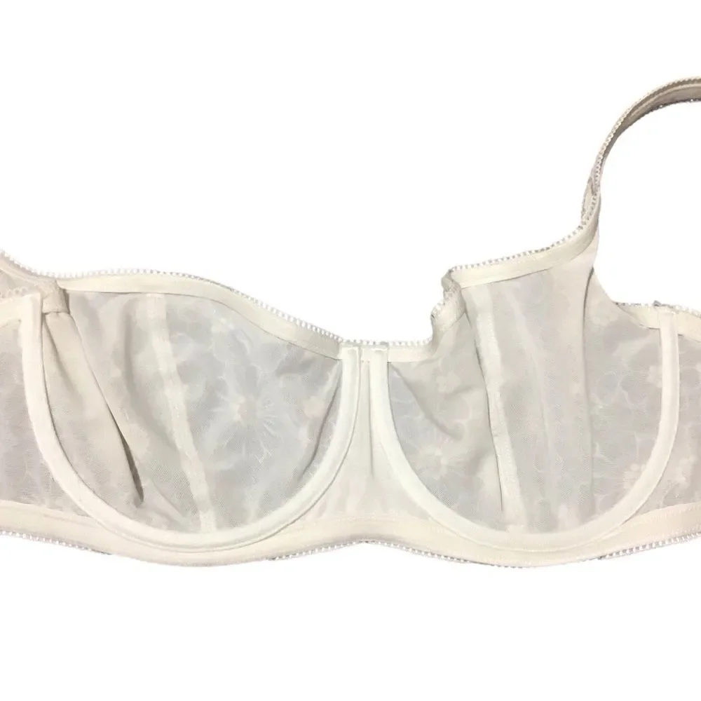 Aerie Cream Lined Lace Balconette‎ Bra 38DD